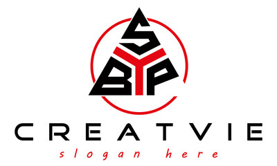 Obraz na płótnie Canvas triangle badge with circle BSP letter logo design vector, business logo, icon shape logo, stylish logo template