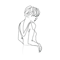 Surreal Faces Continuous line, drawing of set faces and hairstyle, fashion concept, woman beauty minimalist, vector illustration pretty sexy. Contemporary portrait