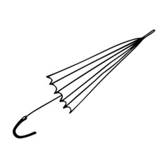 Illustration with a folded umbrella in the doodle style
