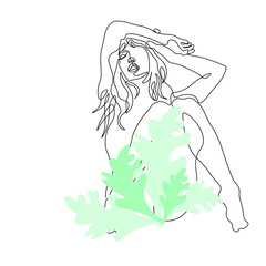 Surreal Faces Continuous line, drawing of set faces and hairstyle, fashion concept, woman beauty minimalist, vector illustration pretty sexy. Contemporary portrait