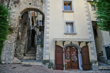Fototapeta na wymiar Old houses in Oliveto Citra, an old town in the province of Salerno, Italy.