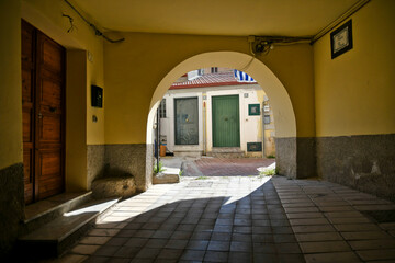 A narrow street in oliveto Citra, an old town in the province of Salerno, Italy.