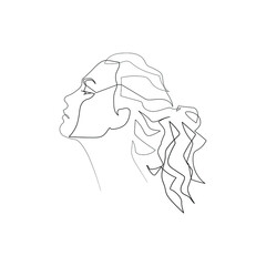 Surreal Faces Continuous line, drawing of set faces and hairstyle, fashion concept, woman beauty minimalist, vector illustration pretty sexy. Contemporary portrait
