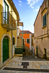 A narrow street in Contursi, an old town in the province of Salerno, Italy.