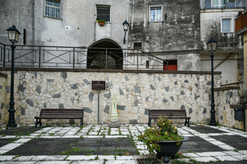 Fototapeta na wymiar A small square in Contursi, an old town in the province of Salerno, Italy.