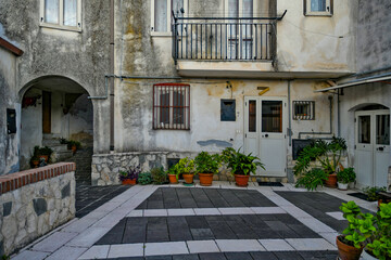 A small square in Contursi, an old town in the province of Salerno, Italy. - obrazy, fototapety, plakaty