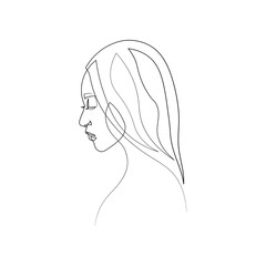 Surreal Faces Continuous line, drawing of set faces and hairstyle, fashion concept, woman beauty minimalist, vector illustration pretty sexy. Contemporary portrait
