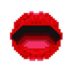 Lips. Lipstick Vector illustration sexy woman red lips. Pixel art lips. Polygonal Valentine dot pixel lips,kiss,mouth.Valentines,mothers day logo. Love, sexy, kiss, mouth card. Beautiful sexy lips top