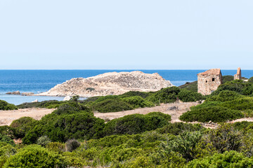 Fototapeta na wymiar The Mediterranean east coast of Sardinia with its beautiful coastline.
