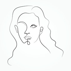 Surreal Faces Continuous line, drawing of set faces and hairstyle, fashion concept, woman beauty minimalist, vector illustration pretty sexy. Contemporary portrait
