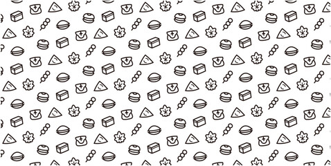 Japanese sweets icon pattern background for website or wrapping paper (Monotone version)