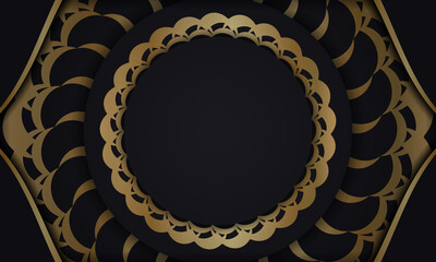 Black background with gold mandala ornament