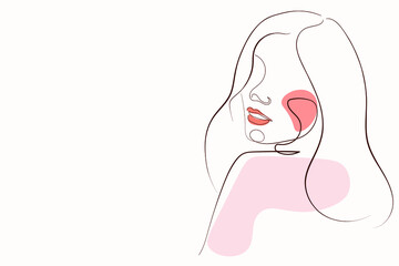 Surreal Faces Continuous line, drawing of set faces and hairstyle, fashion concept, woman beauty minimalist, vector illustration pretty sexy. Contemporary portrait
