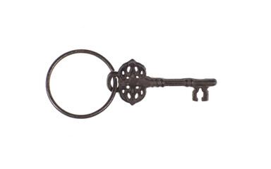 ancient rusty key isolated on white background