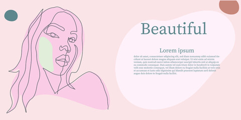 Surreal Faces Continuous line, drawing of set faces and hairstyle, fashion concept, woman beauty minimalist, vector illustration pretty sexy. Contemporary portrait