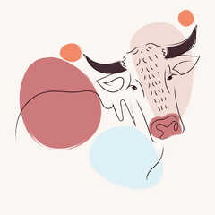 cow, animal, cartoon, farm, vector, illustration, bull,