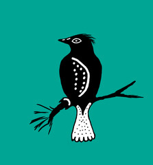 bird sitting on a branch, children's coloring