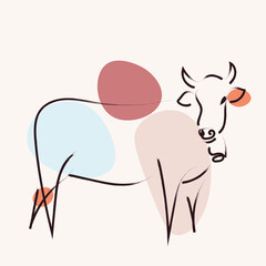 cow, animal, cartoon, farm, vector, illustration, bull,