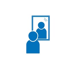Man in front mirror icon vector isolate.