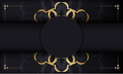 Black banner with gold vintage pattern