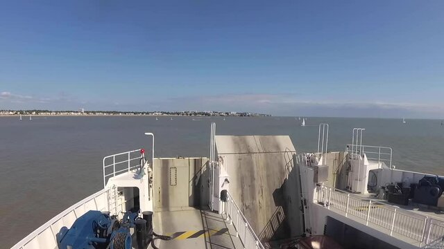 ROYAN, FRANCE - Aug 23, 2021: A view from French Boat from Royan to Gironde department in France