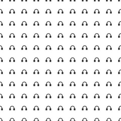 Square seamless background pattern from black headphones symbols. The pattern is evenly filled. Vector illustration on white background
