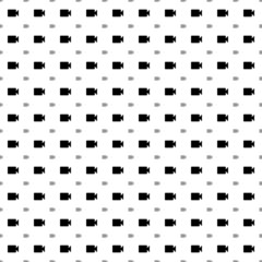 Square seamless background pattern from geometric shapes are different sizes and opacity. The pattern is evenly filled with big black video camera symbols. Vector illustration on white background