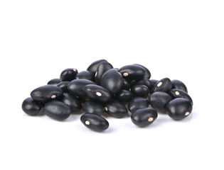 Heap of Black beans isolated on white background.