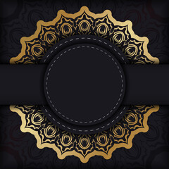 Black banner with luxurious gold ornamentation and space for text