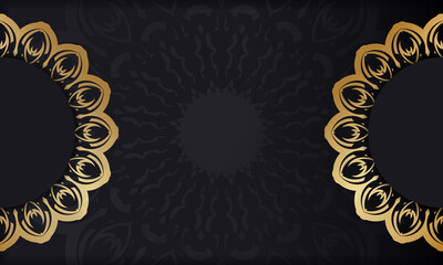 Black banner with luxurious gold pattern and space for logo or text