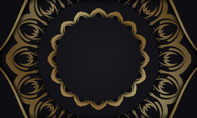 Black banner with luxurious gold pattern and space for logo or text