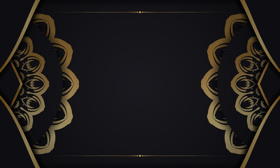 Black banner with luxurious gold pattern and space for logo or text