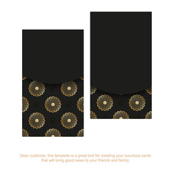 Black business business card with golden luxury pattern