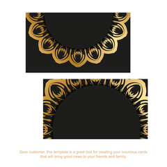 Black business business card with golden vintage pattern