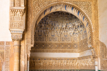 Fototapeta na wymiar Ornamental details in the Alhambra in Granada in Spain