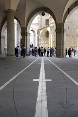 Historic solar meridian in Bergamo, Lombardy, Italy