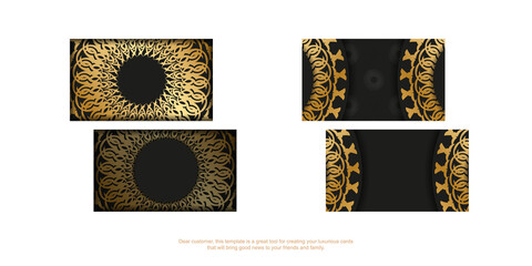 Black business card with golden greek ornament