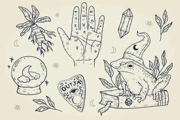 hand drawn halloween element collection design vector illustration