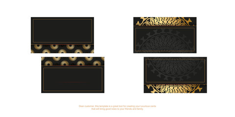 Black business card with golden indian pattern