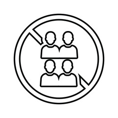 Avoid crowd, no people outline icon. Line art vector.
