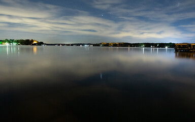 Calm Lake Tillery at night