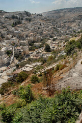 The Valley of Josaphat is a Biblical place that describes the place where, were annihilated the coalition of Moab, Ammon and Edom. Jerusalem. Israel, August 2008 - obrazy, fototapety, plakaty