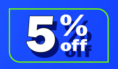 Sale tag 5 percent off - blue - for promotion offers and discounts
