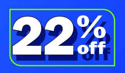 Sale tag 22 percent off - blue - for promotion offers and discounts