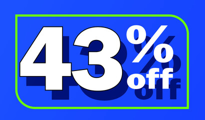Sale tag 43 percent off - blue - for promotion offers and discounts