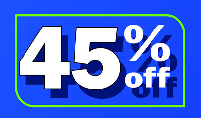 Sale tag 45 percent off - blue - for promotion offers and discounts