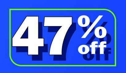 Sale tag 47 percent off - blue - for promotion offers and discounts