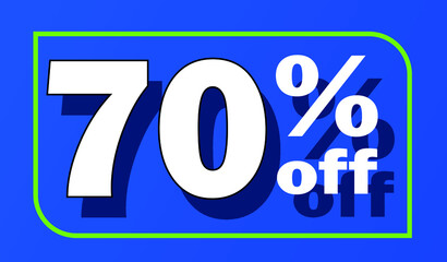 Sale tag 70 percent off - blue - for promotion offers and discounts