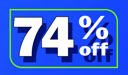 Sale tag 74 percent off - blue - for promotion offers and discounts