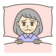 elderly woman lying and suffering from insomnia